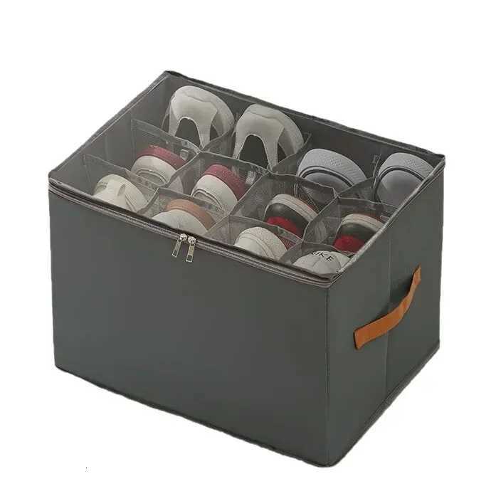 Multifunctional Grid Storage Shoe Box Crossborder Foldable Fabric with Cover Dustproof and Washable Sundries Storage Box C251023