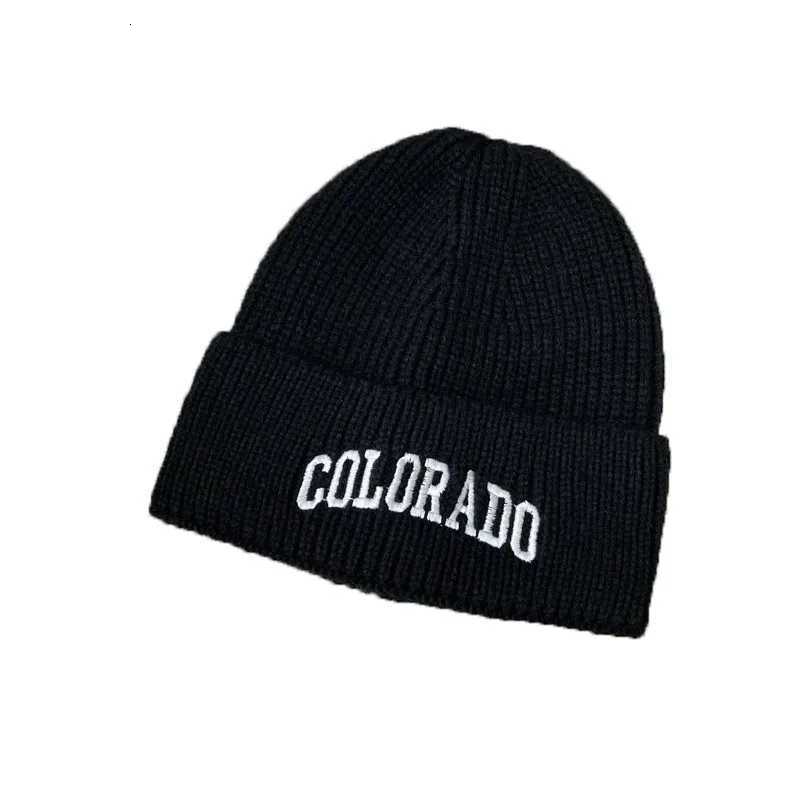 COLORADO Embroidered Beanie Knit Hat Thickened Warm Winter Skull Cap for Men Women Outdoor Sports Casual StreetwearXJ251023