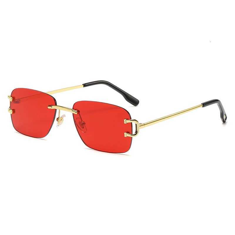 Red Lenses Fashion Sunglasses Metal Frame Cross Border Street Shooting Sunglasses for Men and WomenW251023