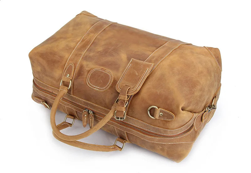 Vintage Crazy Horse Genuine Leather Mens Travel Bag Large Luggage bag Male duffle Overnight Tote Weekend Big M110 251014