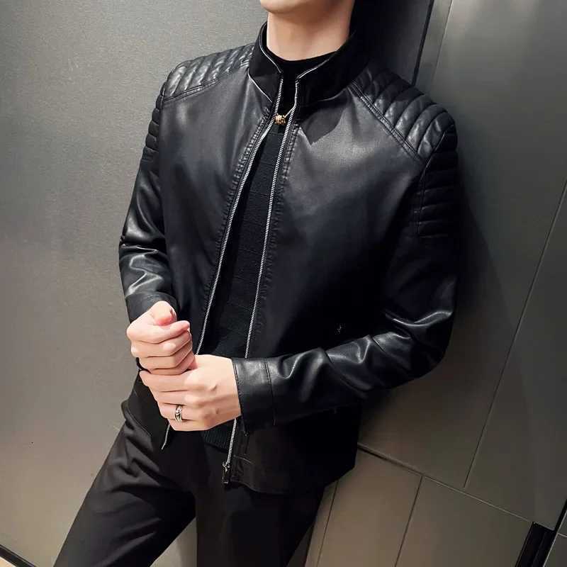 Spring Autumn Fashion For Men Trendy Leather Jacket Loose Fit Casual Scene Chinese Mainland Origin High Quality Synthetic Leathe W251023