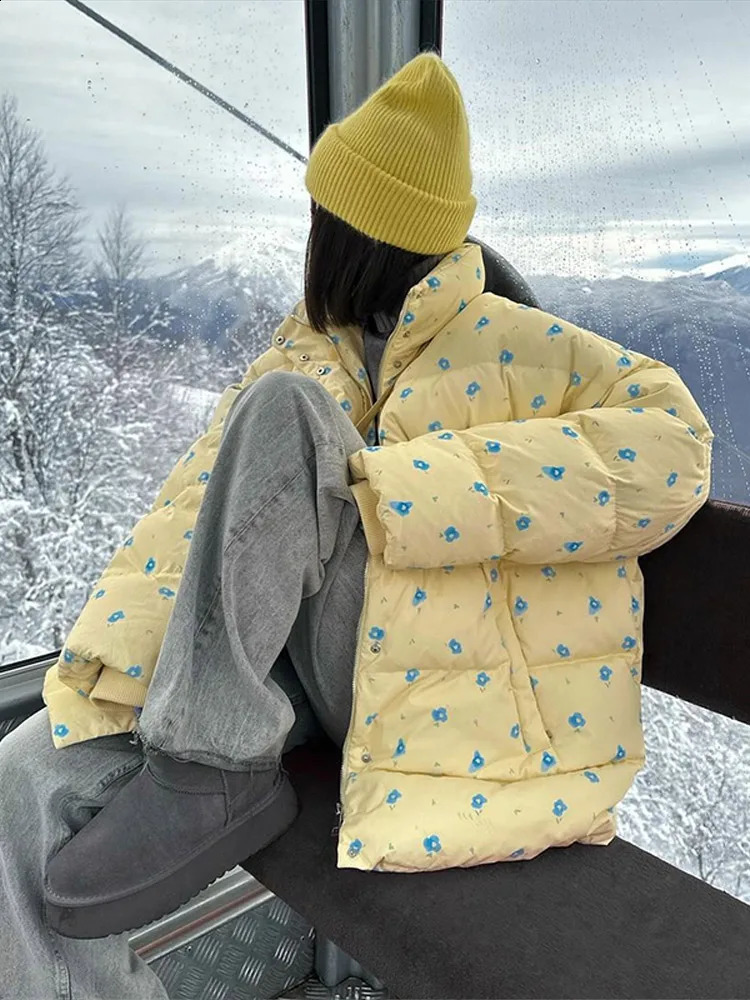 Floral Printed Quilted Womens Coats Detachable Hooded Thicken Long Sleeve Zipper Jacket Autumn Winter Daily All Match Outerwear 251021