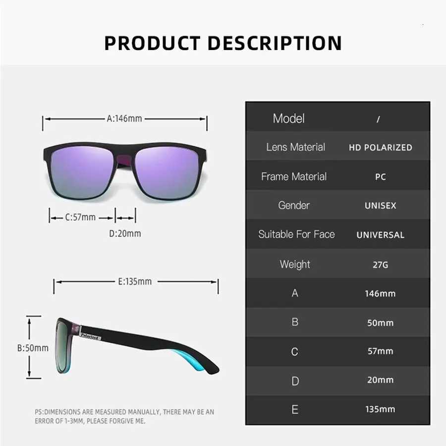 Fashion Purple Polarized Sunglasses Men Women Sun Glasses Retro Square Sport Driving Fishing Gradient Big Frame Eyewear UV400W251023