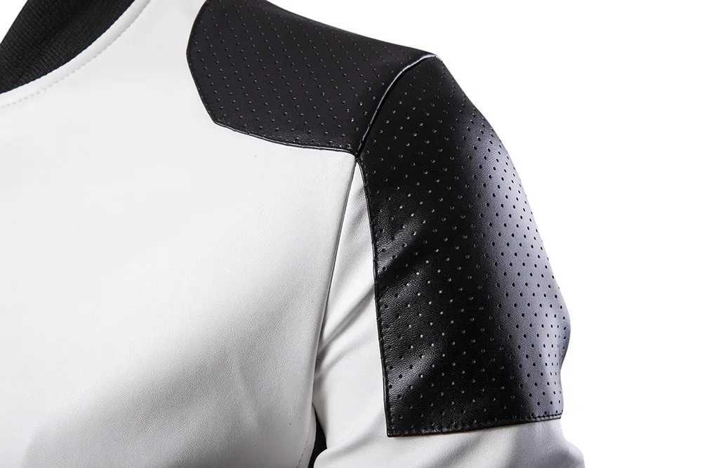 Autumn New Korean Fashion Jacket Mens Standing Collar Leather Coat Trendy Black and White Color Block Large Leather Coat M5XL W251023