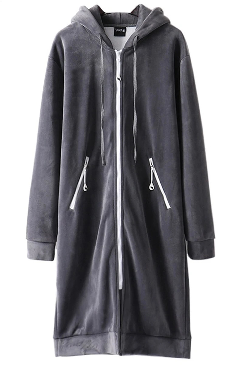 Womens Medium Long Velvet Zipper Jacket Loose Versatile Cardigan Hoodie Spring Autumn Student Black Thickened Coat Top 251022