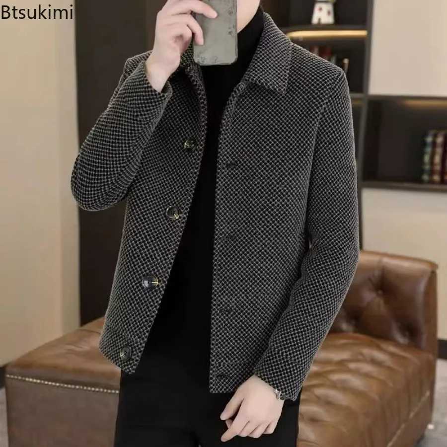 2025 Mens Casual Lapel Collar Coats Fashion Solid Thicken Warm Jackets Autumn Winter Singlebreasted Male Business Slim Outwear W251023