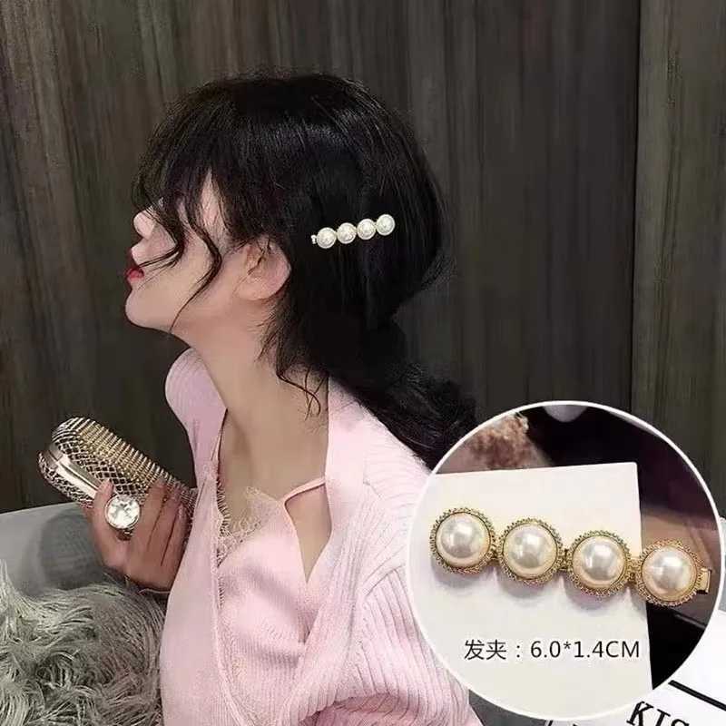 Retro 5 Piece Hair Clip Simple Pearl Side Clip for Wen Girls band Hairpins Barrettes Ins Black Froral Hair Accories Y251023