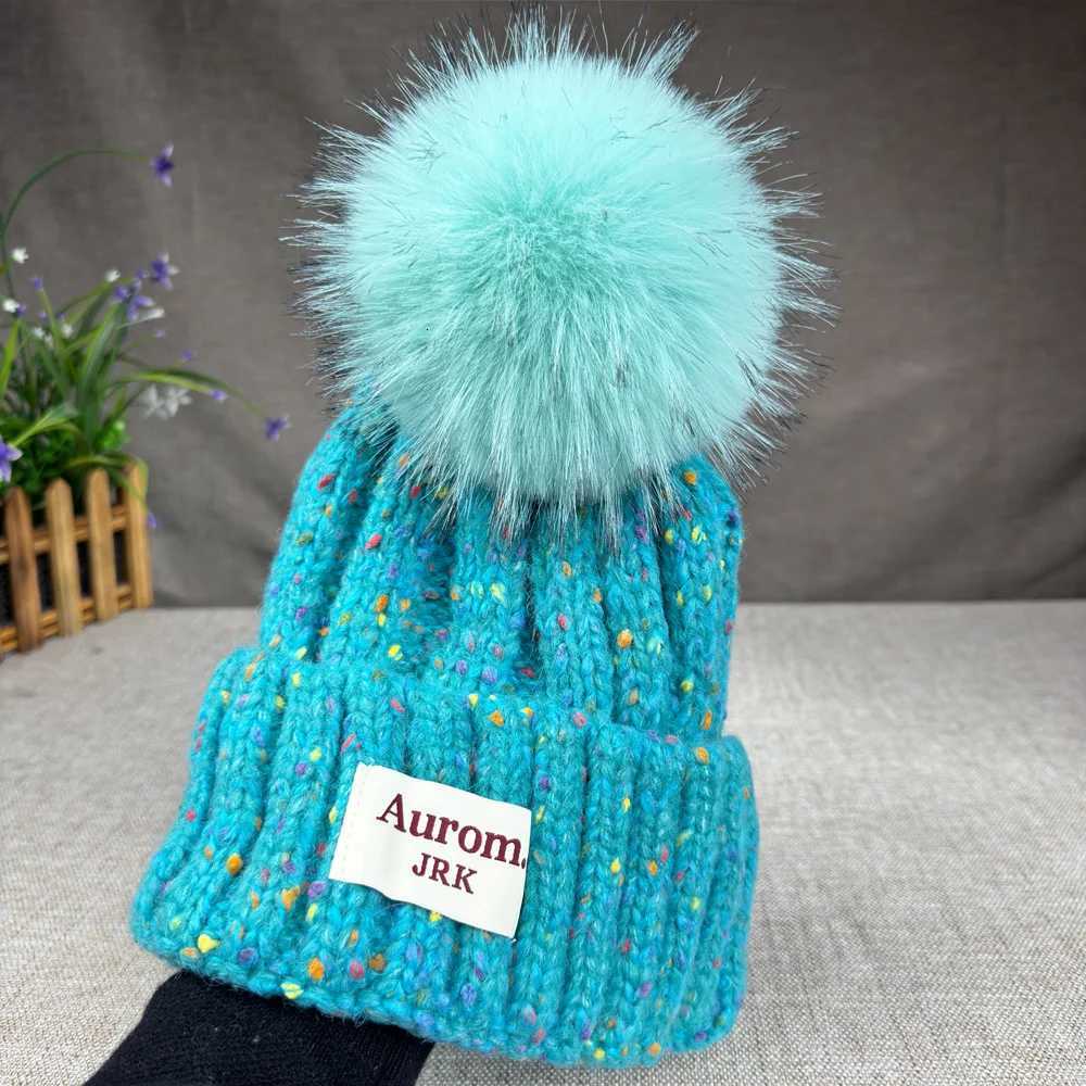 2024 New Fashion Natural fur pp hat for wen High quality mixColor Travel Beanies Winter Hats for wen Warm Fa beanieW251023