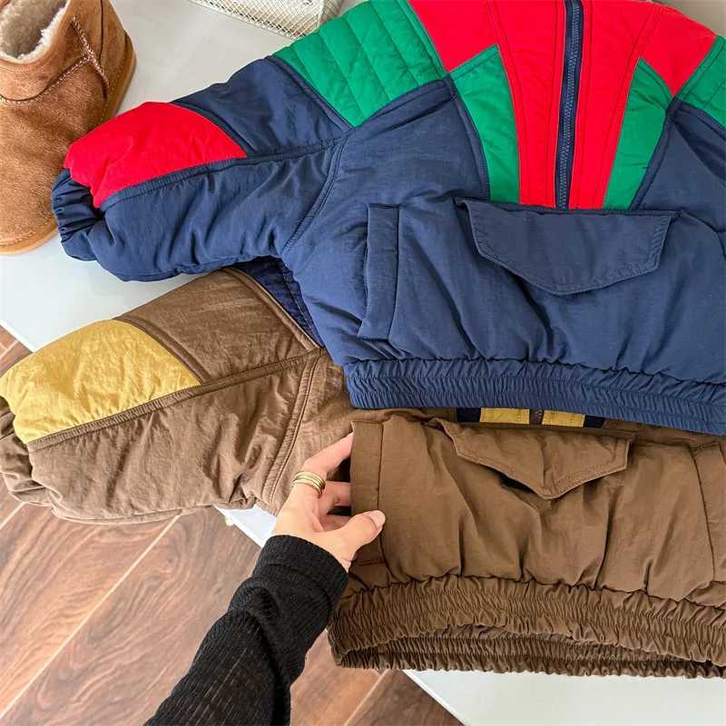 2025 Winter New Children Plus Velvet Thick Warm Coat Letter Print Boys Down Jackets Baby Girls Hooded Padded Jacket Kids Clothes Y251023
