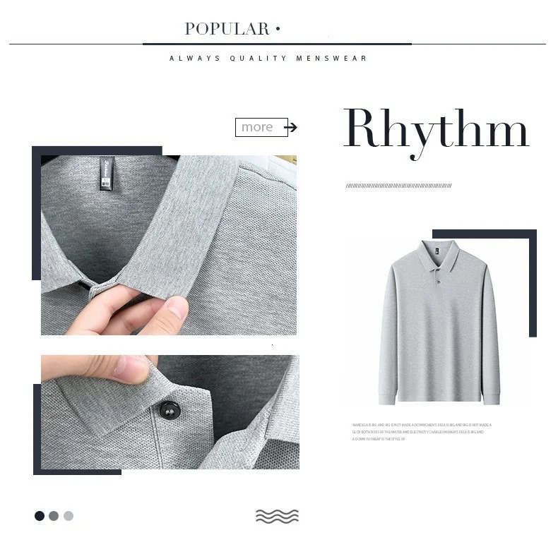 Mens Business Casual Polo Long Sleeve Tshirt Embroidery Comfortable Solid Cotton Top 2026 251020