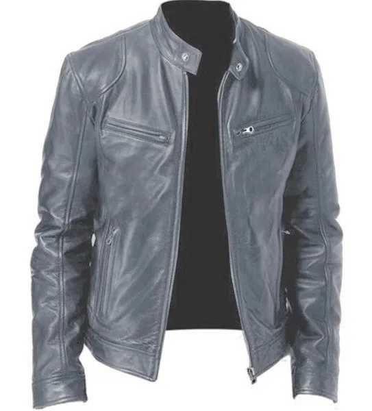 2023 Fashion Mens Leather Jacket Slim Fit Stand Collar PU Jacket Male Antiwind Motorcycle Lapel Diagonal Zipper Jackets Men W251023