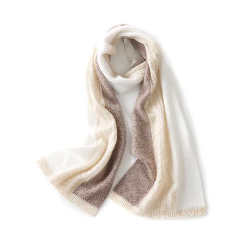 Autumn and Winter New 100 Cashmere Scarf Womens Extra Long Warm Neck Protection Versatile Color Contrast Three Color Scarf J251113