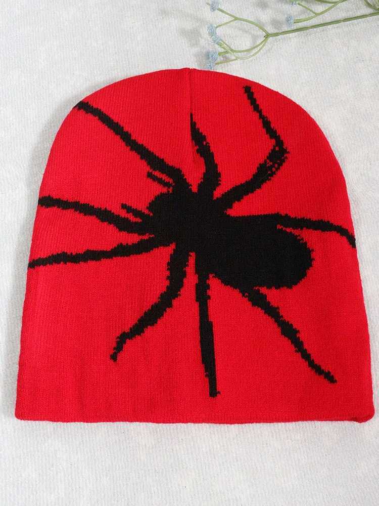 Fashion Knitting Spider Web Design Hat for Men Women Pullover Pile Cap Y2k Goth Warm Beanie Hats New Hiphop Street CapXJ251023