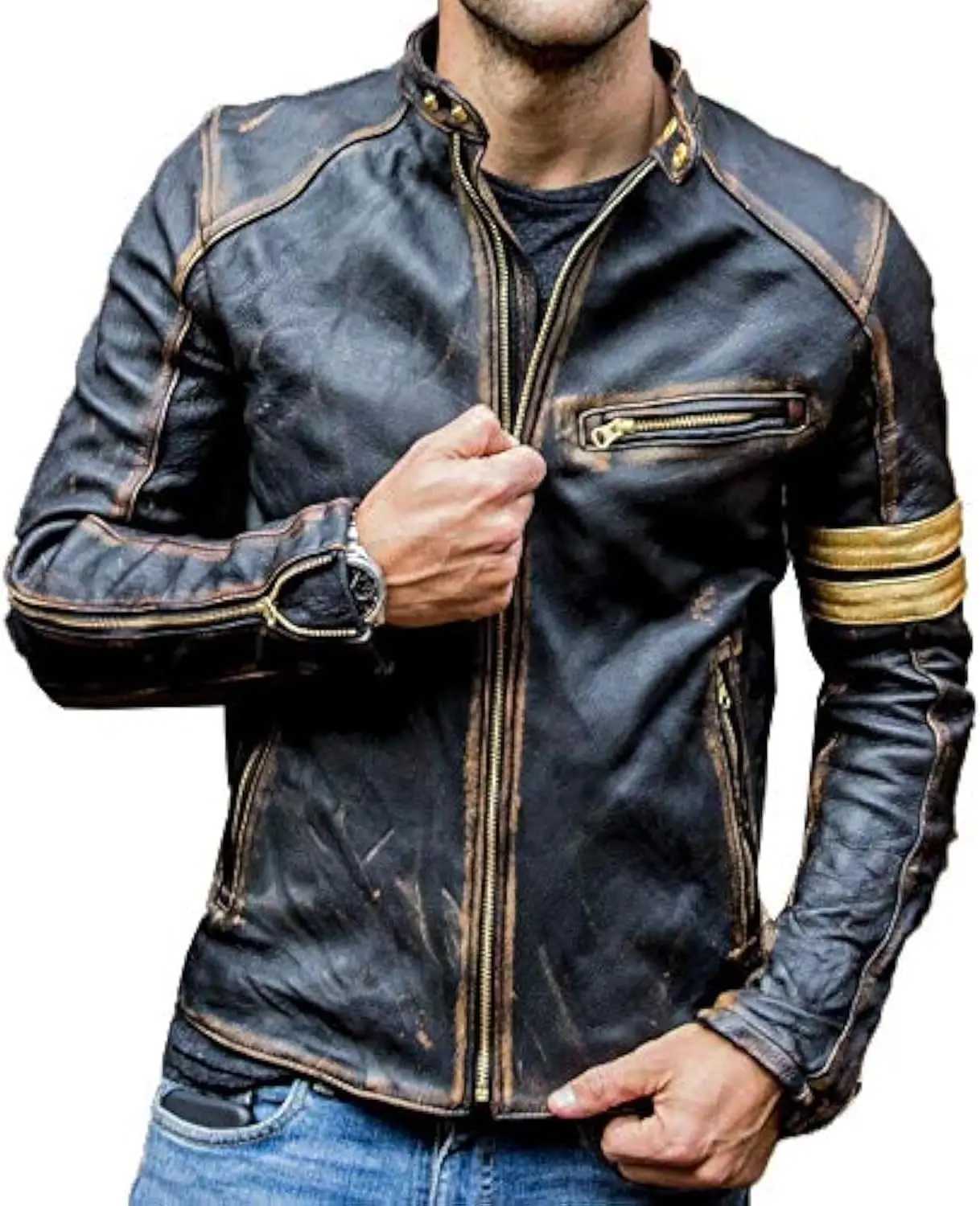 Retro Fashion Leather Jacket Streetwear Blazer Casual Jackets Men Outerwear Leather Moto Jacket Trend Brand Mens New Clothing W251023