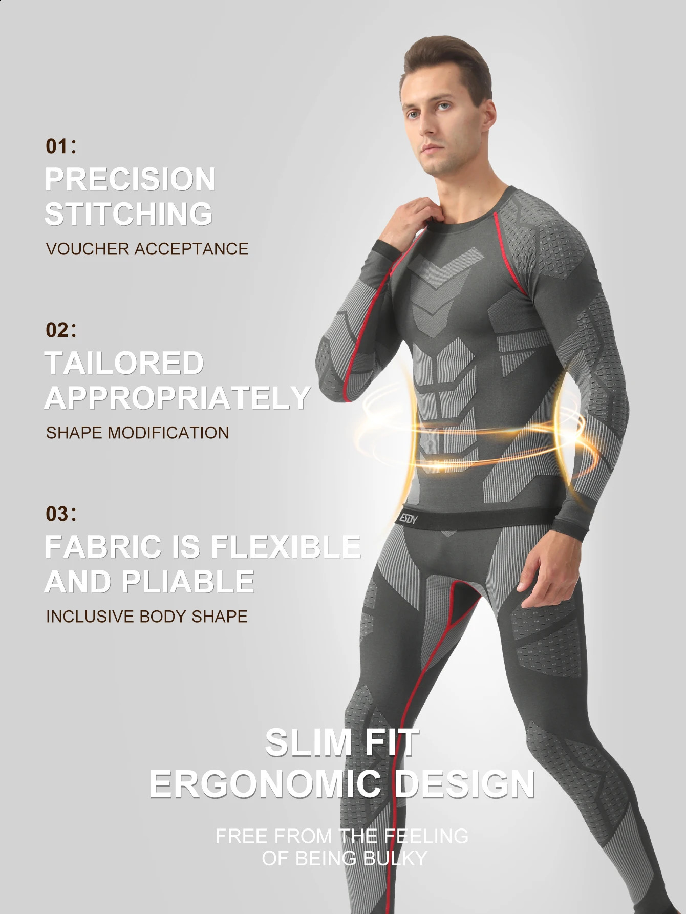 Esdy 1 Set of Mens Sports Compression Thermal Suit Winter LongSleeve Long Pants Breathable HighElastic ColdProof Outdoor Sp 251023