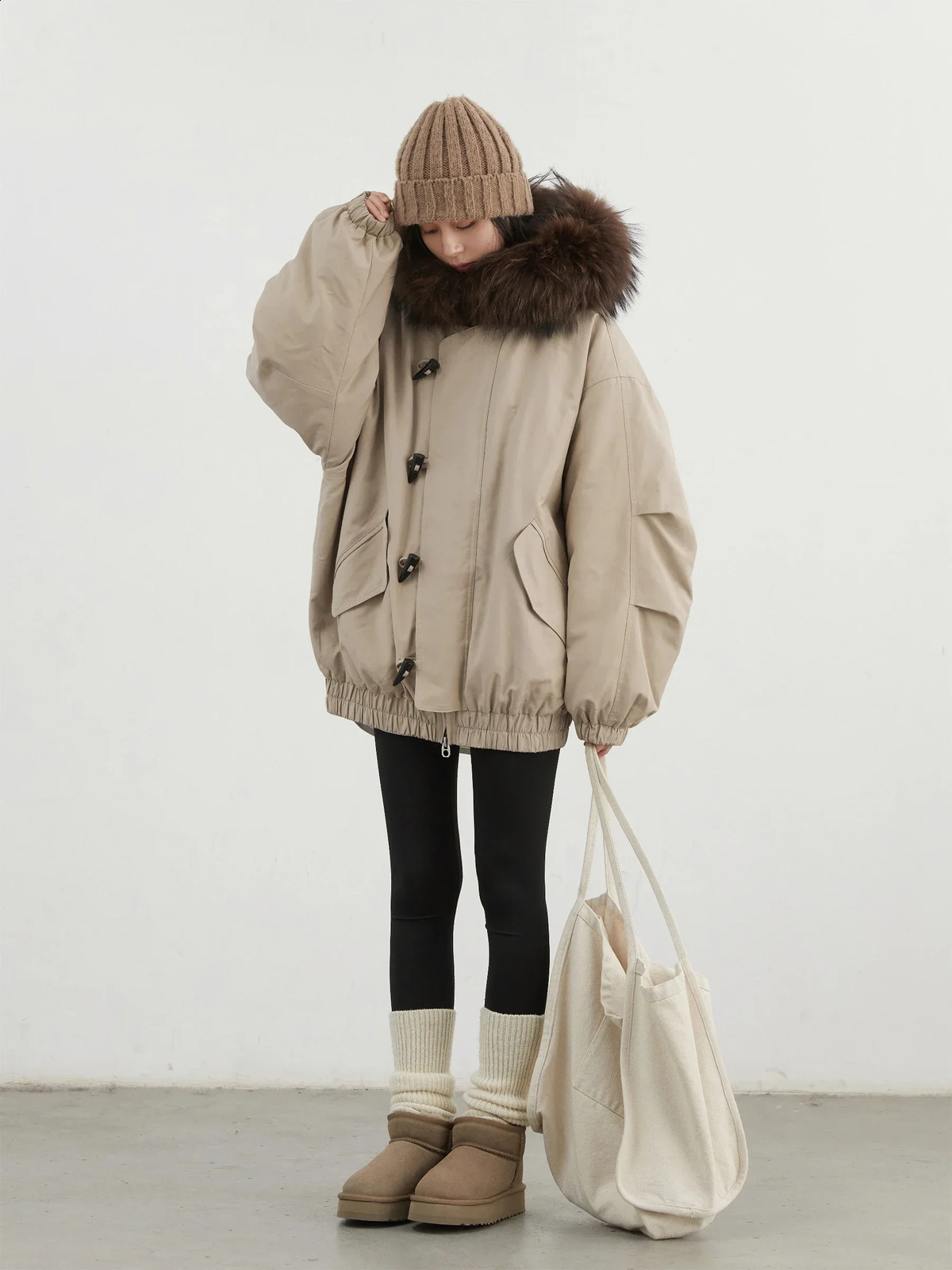 CHIC VEN Korean Women Down Coats Loose Casual Hooded Female Jacket Horn Button 90 White Duck Winter 251022
