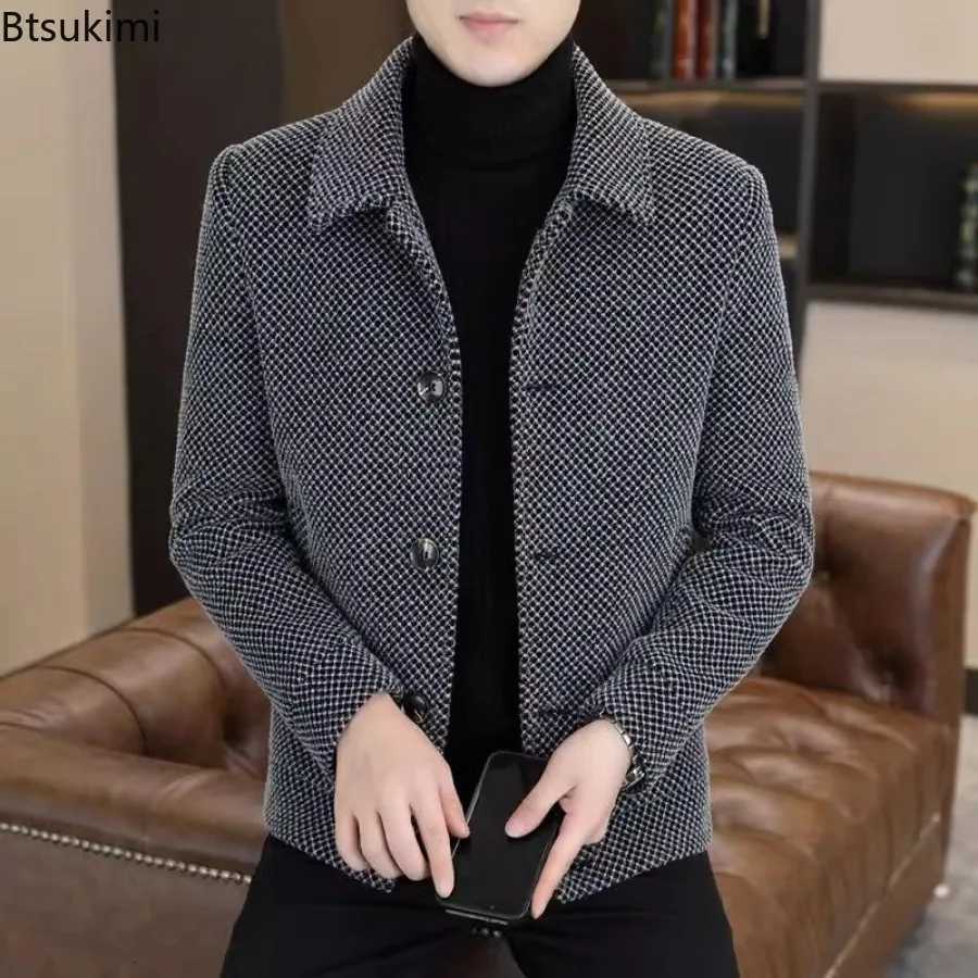 2025 Mens Casual Lapel Collar Coats Fashion Solid Thicken Warm Jackets Autumn Winter Singlebreasted Male Business Slim Outwear W251023