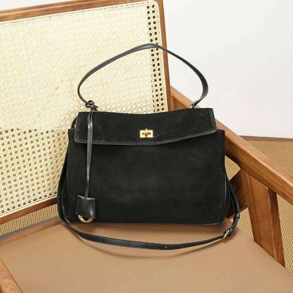 Autumn and Winter New Suede Retro Matte Cowhide High-end Sense Large-capacity Tote Versatile Commuter Leather Bag Women