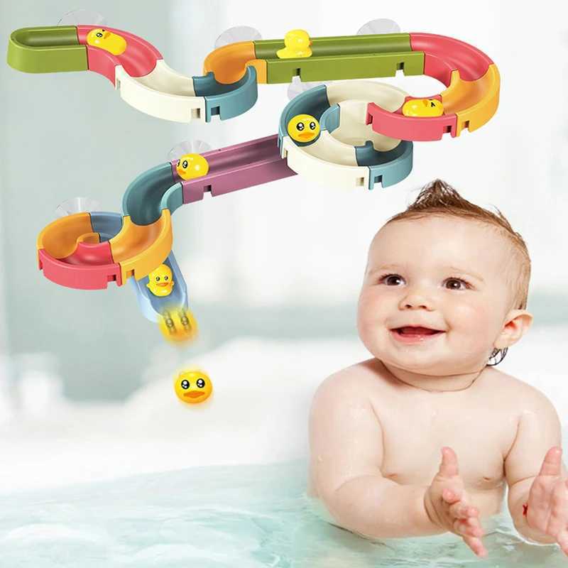Baby Bath Toy Wall Sunction Cup Track Water WindUp Duck Slide Bathroom Assembling Swimming Pool Water Toys For Kids Gifts J251023
