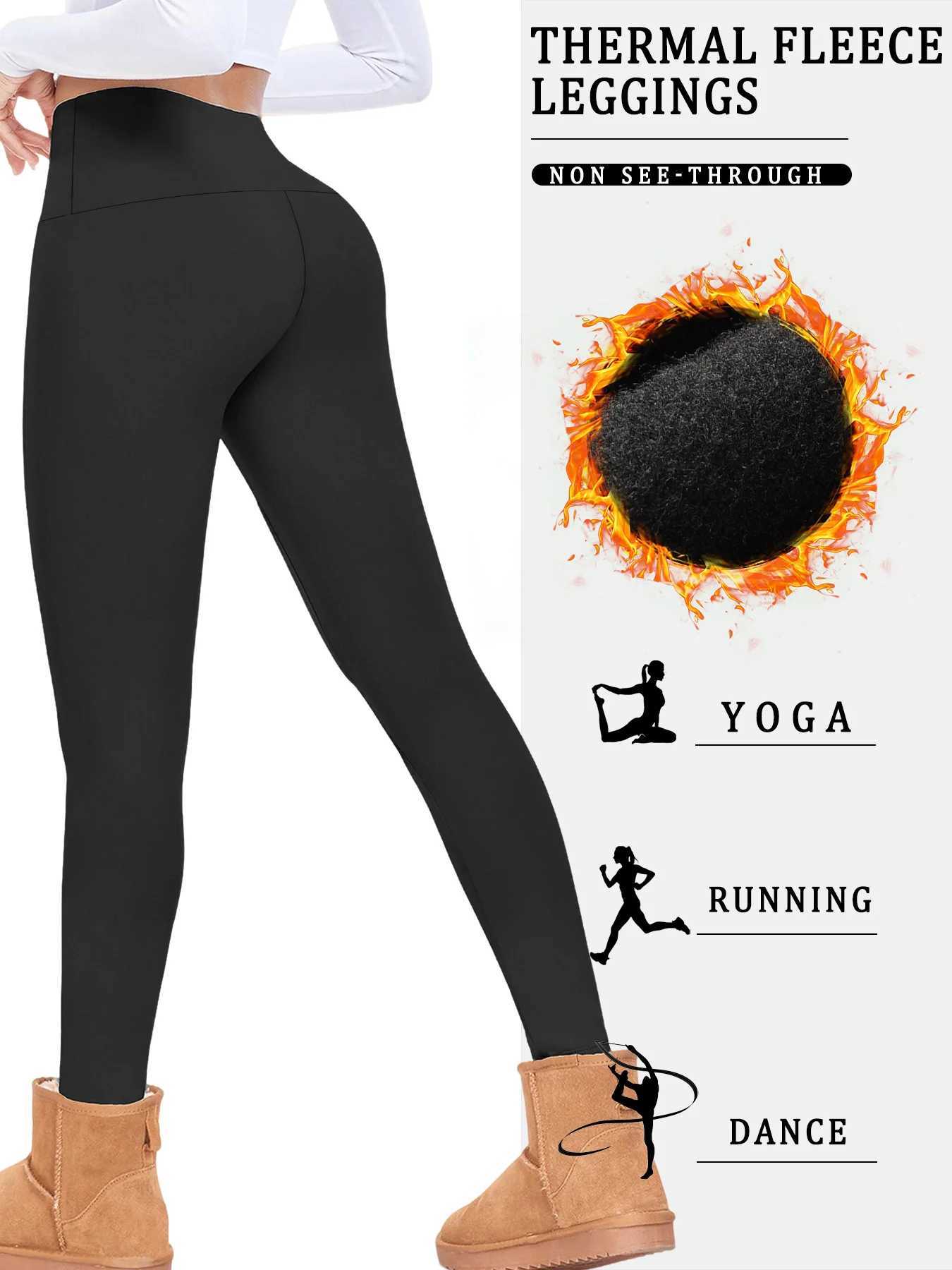 Womens Thermal Fleece Lined High Waisted Leggings Workout Winter Warm Thick Tights Soft Yoga PantsT251023