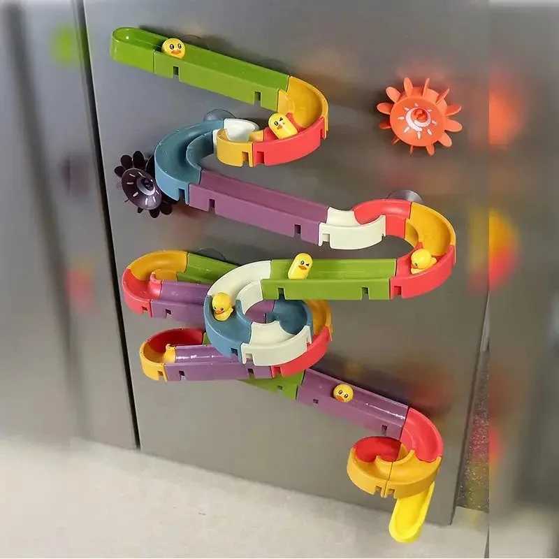 Kids Building Track Marble Run Toy Baby Bath Water Play Toy with Shower Sprinkler Spinning Duck Educational Learning Toy J251023