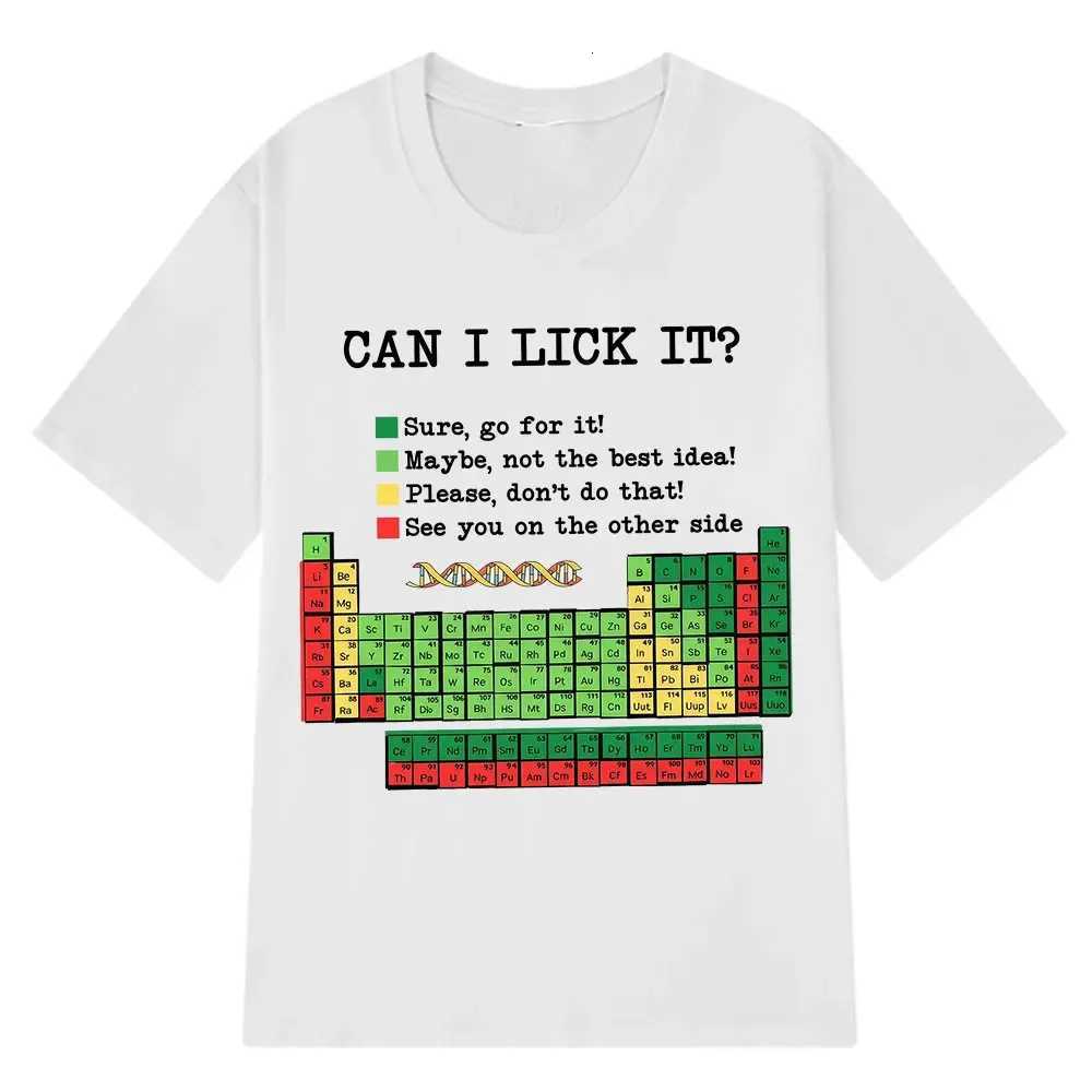 Summer Funny Periodic TableCan I Lick It Chemistry 100 Pure Cotton Printed Tshirt Shortsleeved Loose Casual UnisexXJ251023