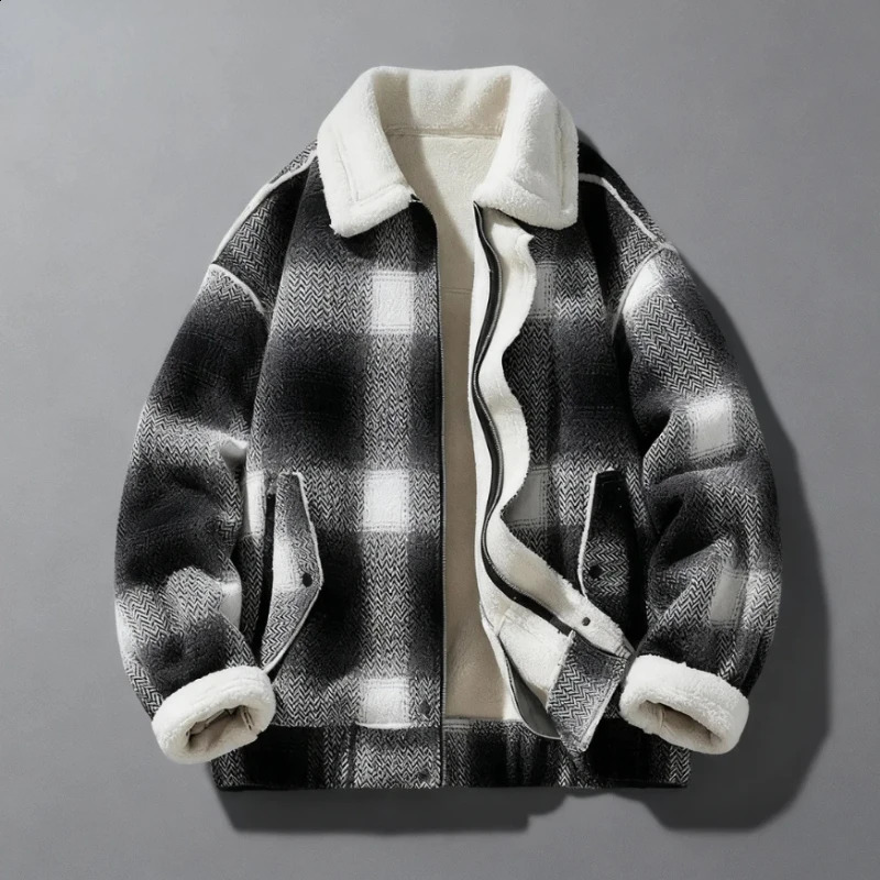 Autumn and Winter Mens Short Woolen Plus Velvet Jacket Comfortable Casual FashionableTrendyHighquality for Men 251023