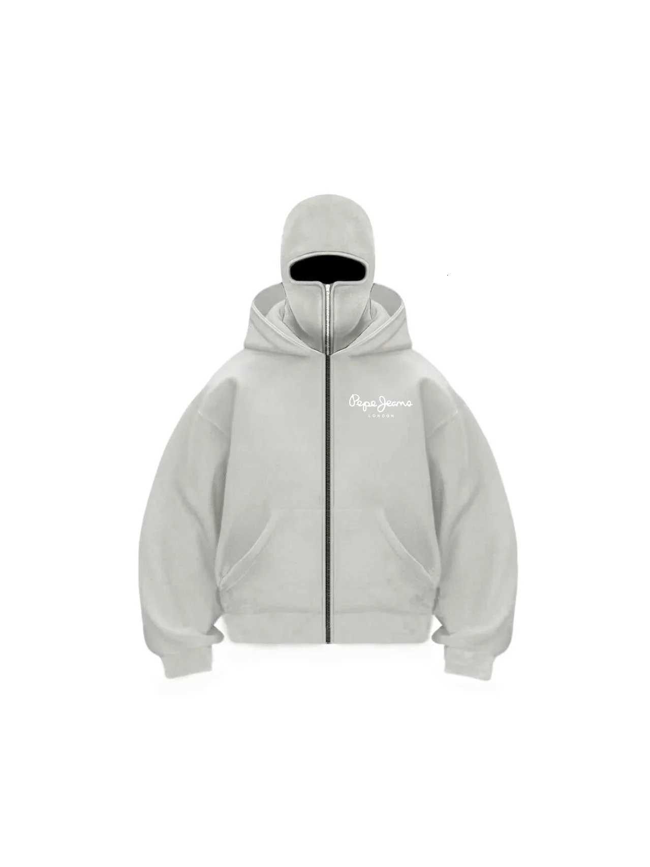 Hooded mens sportswear with zipper hood winter warm sportswear casual Y2K mask hood zipper design jacket sports outdoor acT251023