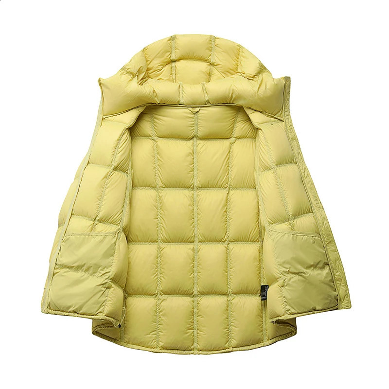 Schinteon Women Light White Down Jacket with Hood Loose Over Size Casual Autumn Winter Outwear Square Warm Short Coat 251022
