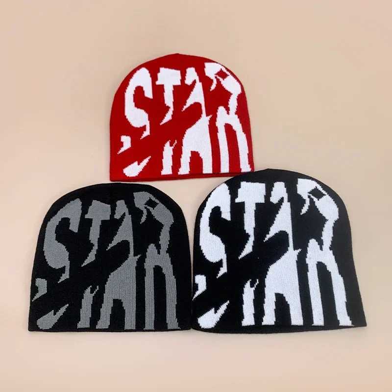 Street STAR Letter Wool Knitted Hats Autumn and Winter Color Block Personal Warm Skate Versatile Hip Hop Fashion Retro BeaniesXJ251023
