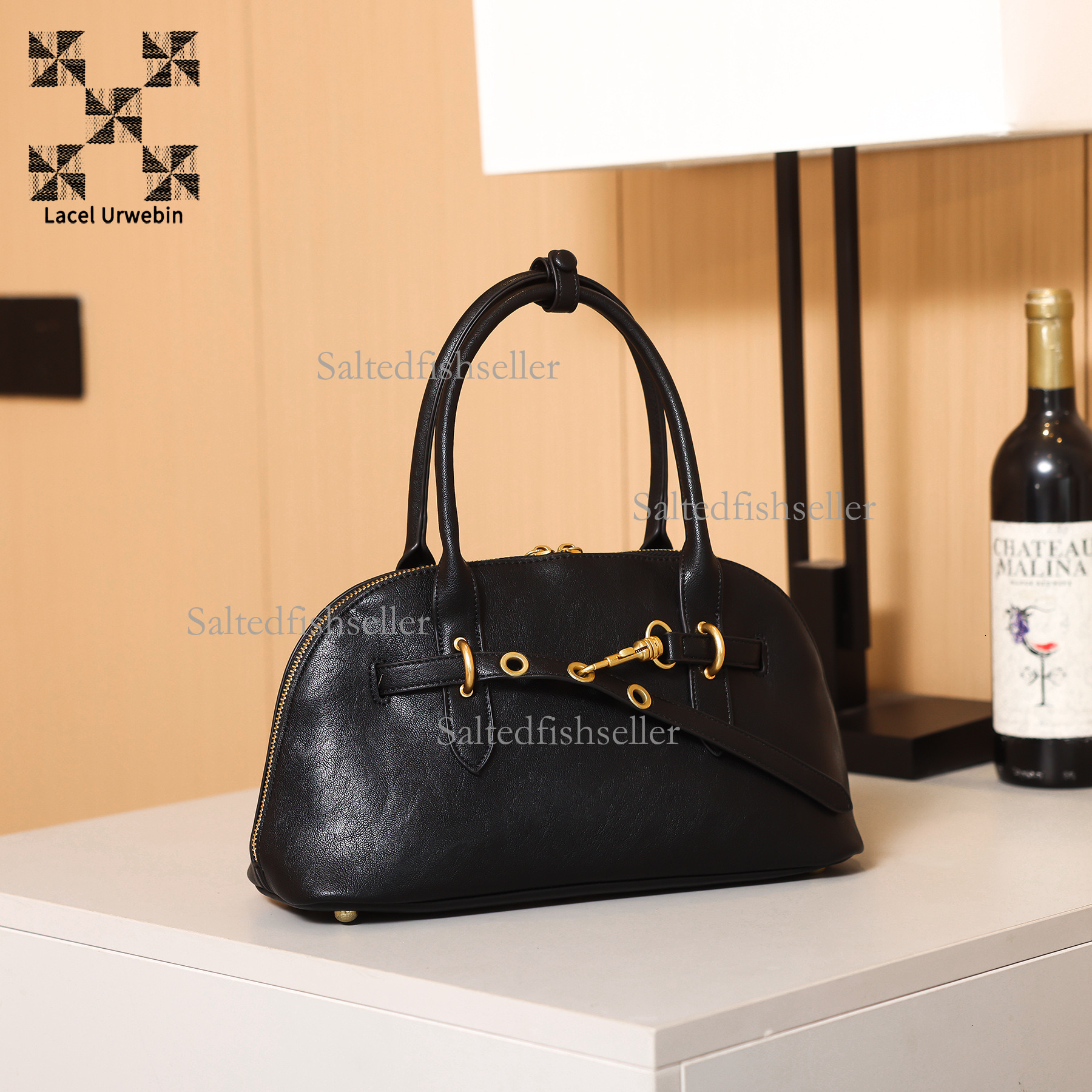 Lacel Urwebin Autumn New Minimalist Women's Handbag Designer Luxurious Fashion Versatile Shell Bag Large Capacity Splicing Solid Color Shoulder C