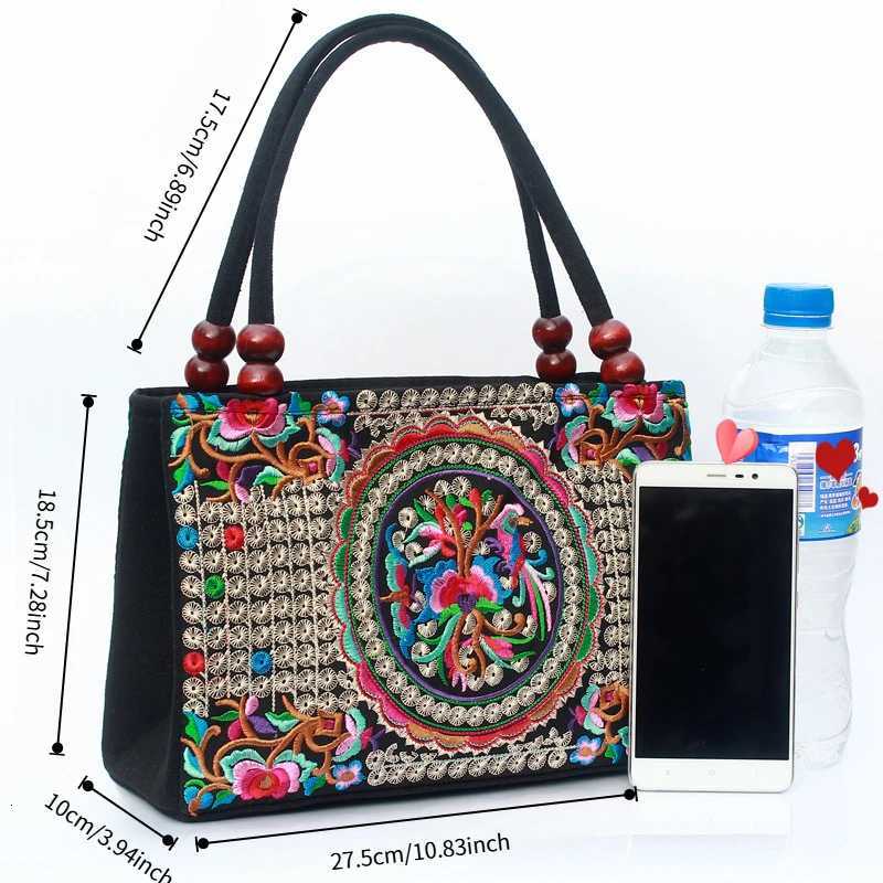 Ethnic style bag doublesided embroidery canvas small bag ladies double handbag leisure trend retroL251023