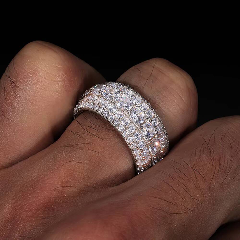 Champion Style Moissanite Diamond 925 Sterling Silver Hip Hop Ring Luxury Jewelry for Men and Women