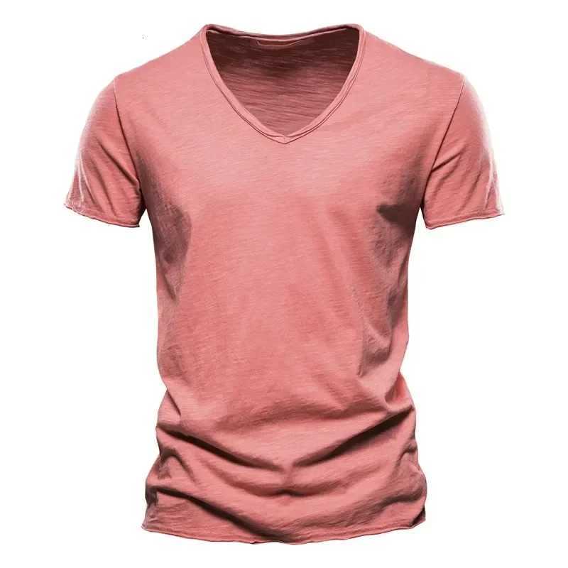 New 100 Cotton Men T Shirt Tops V Neck Thin Short Sleeve Tees High Quality Mens Fashion Fitness Hot Tshirt For Men Size S5XLXJ251023