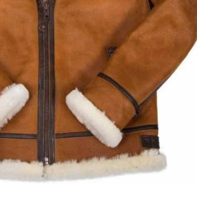 Plush Jacket Men Integrated Leather Fur Comfortable Thick Insulation Long Sleeved Solid Color Casual Versatile Zippered Jacket W251023