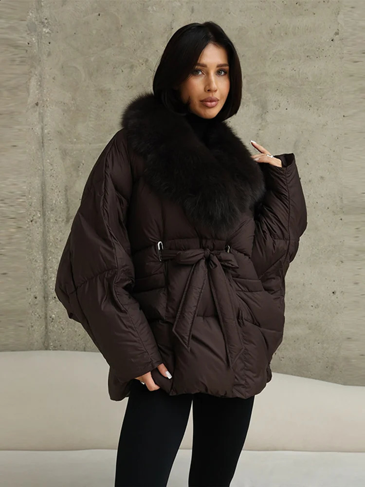 Thicken Cotton Jackets Women Long Sleeves Detachable Fur Collar Lace Up Pockets Coats Female Winter Chic Warm Outwears 251021