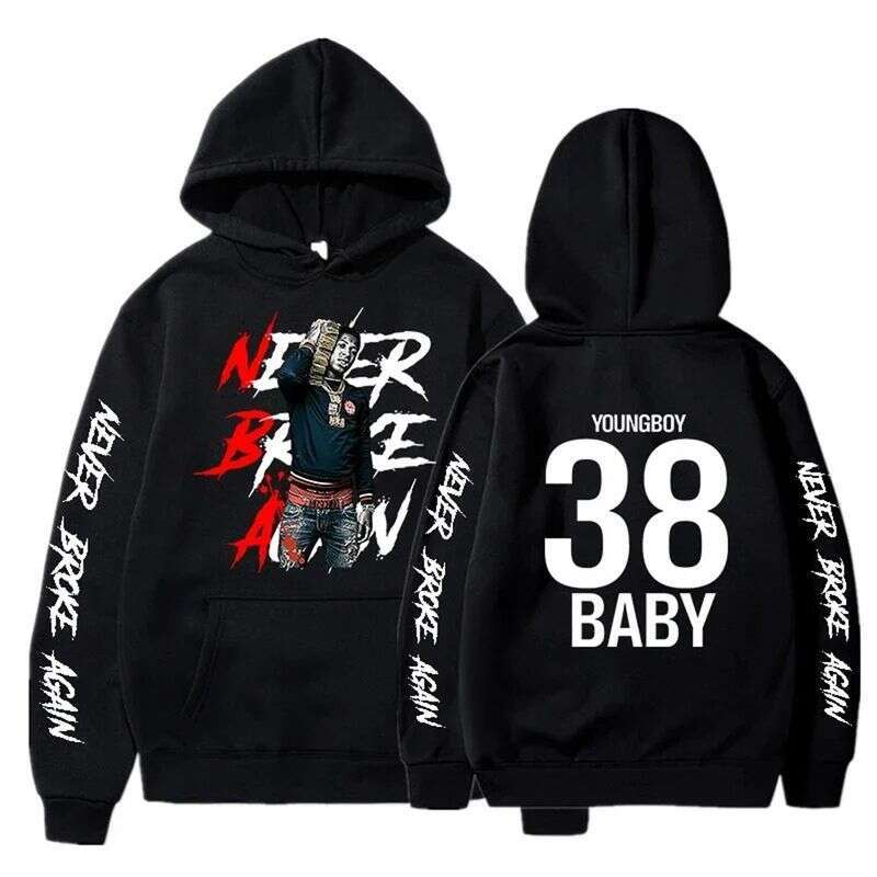 Hoodie fashionable YoungBoy pattern print autumn and winter men's long sleeved jacket European size