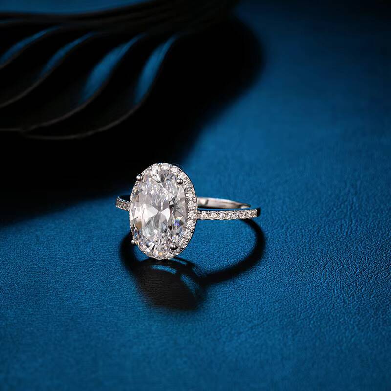 Moissanite 18K White Gold Ring Oval Cut 5CT VVS Lab Moissanite Diamond Engagement Ring Moissanite Ring Jewelry