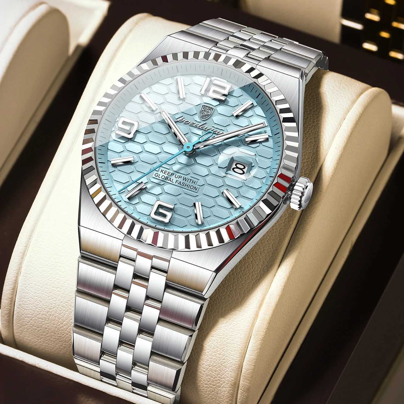 POEDAGAR High Quality Original Men Clock Waterproof Luminous DateLuxury Man Watch Stainless Steel Quartz Mens Watches MaleBoxL251023