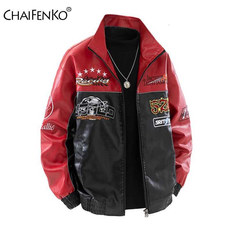Outdoors Casual Men Tops New Loose Fashion Comfort Stand Collar Coat Spring Autumn Windproof Letter Retro Men Leather Jacket W251023