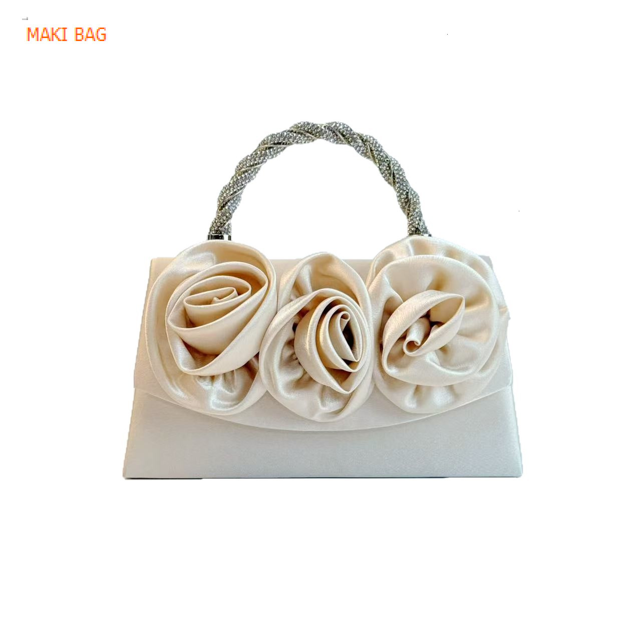 New Diamond Set Handbag, Satin Flower Fashion Party Evening Bag, Banquet Bag, Crossbody Bag, Banquet Bag, Designer Bag, Luxury Bag