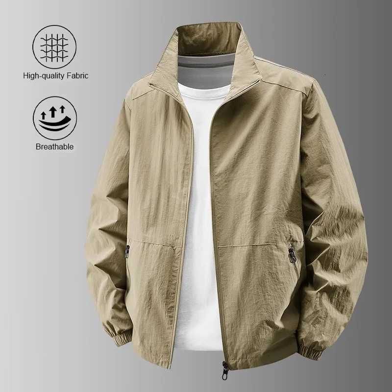 Autumn New Mens Jacket Lapel Collar Stylish Casual Outdoor Jackets Solid Color Breathable LIghtweight Basic Style Outwear W251023