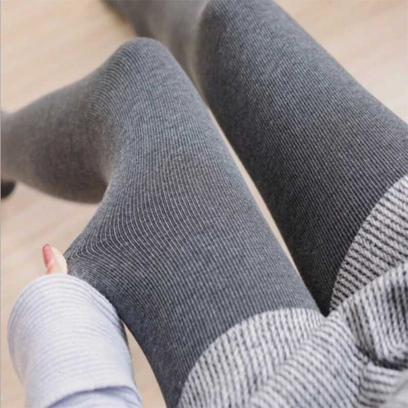 Winter Women Leggings Plus Velvet 350g Fleece Thicken High Waist Pantyhose Solid Vertical Striped Elastic Warm TightsT251023