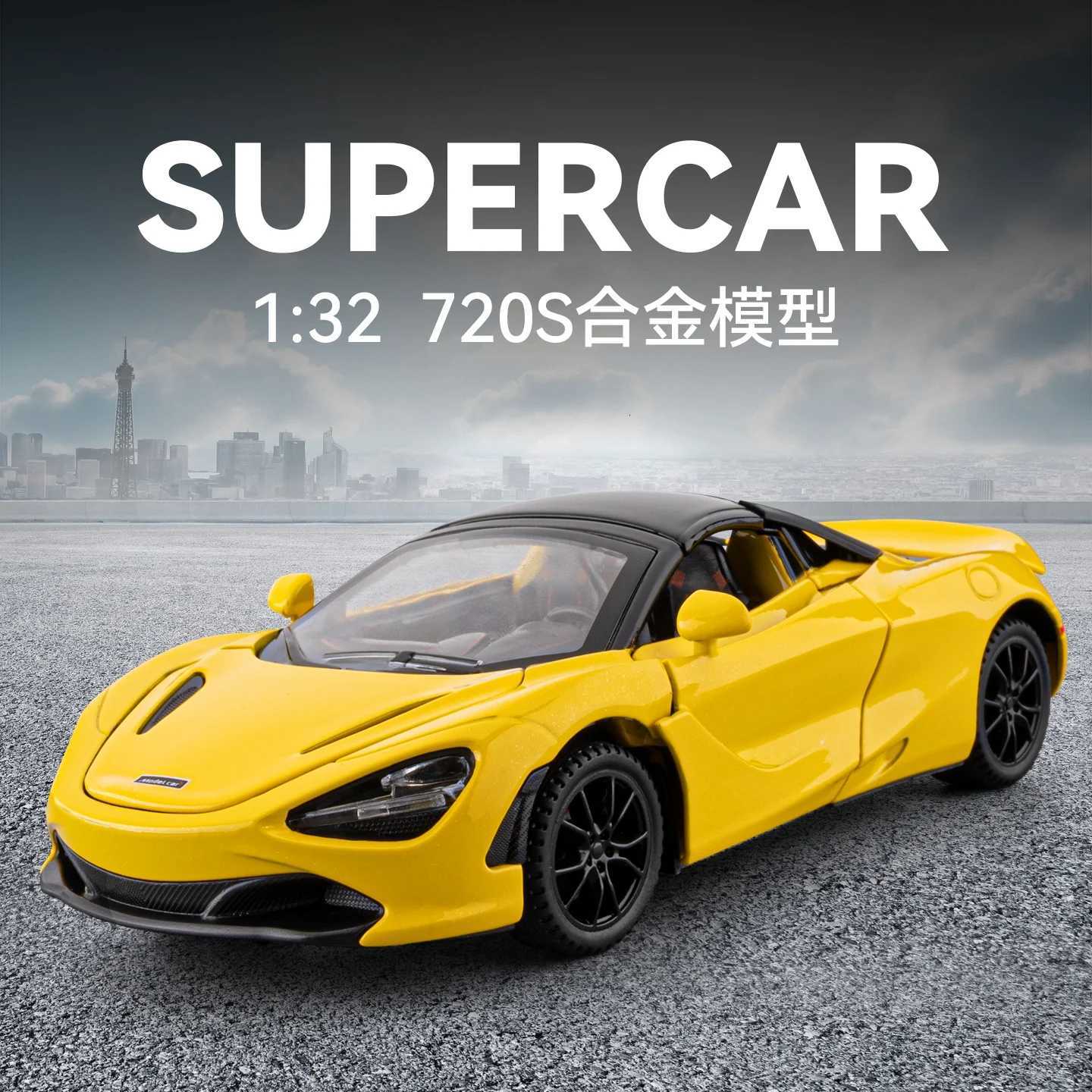 132 Scale Simulation Top sports car McLaren 720s Alloy Diecast Classic Car Model Supercar Sound Light boys toy GiftT251023