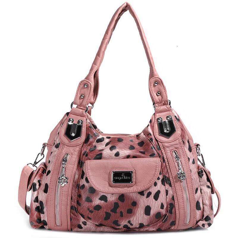Women Soft Leather Handbags Large Capacity Shoulder Multi-pocket Shopping Crossbody Bag Fashion Leopard Tote Bags