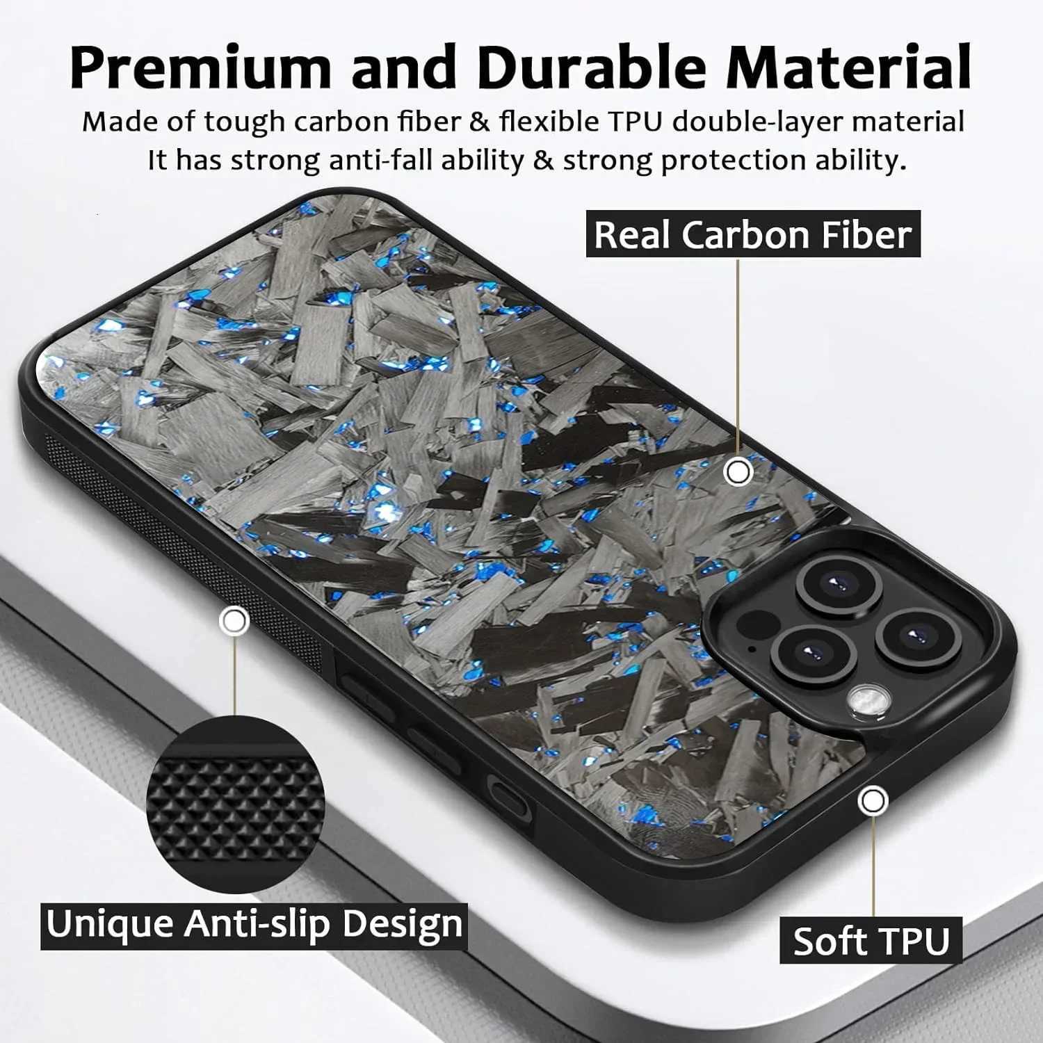 100 Real Forged Carbon Fiber Phone Case for iPhone 16 14 13 12 11 Plus Pro Pro Max Glossy Shockproof Protective Cover H251023