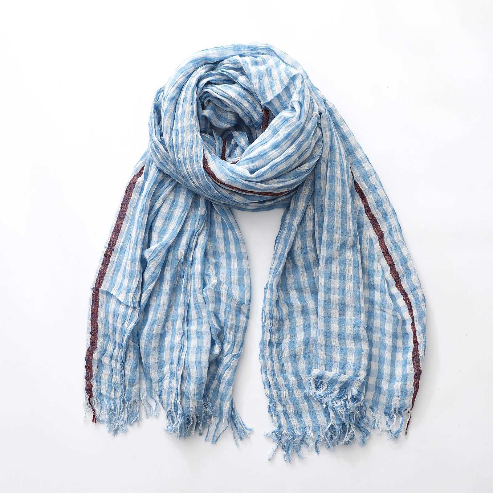 Cotton Linen Plaid Fashion Women Scarf Autumn Winter Warm Neckerchief Casual Male Accessories Tassel Bufandas Shawls J251113