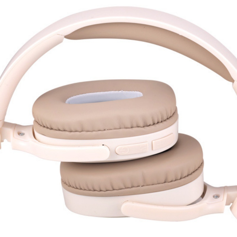 White Over-Ear Wireless Headphones with Sleek Design, Deep Bass, Fold-able