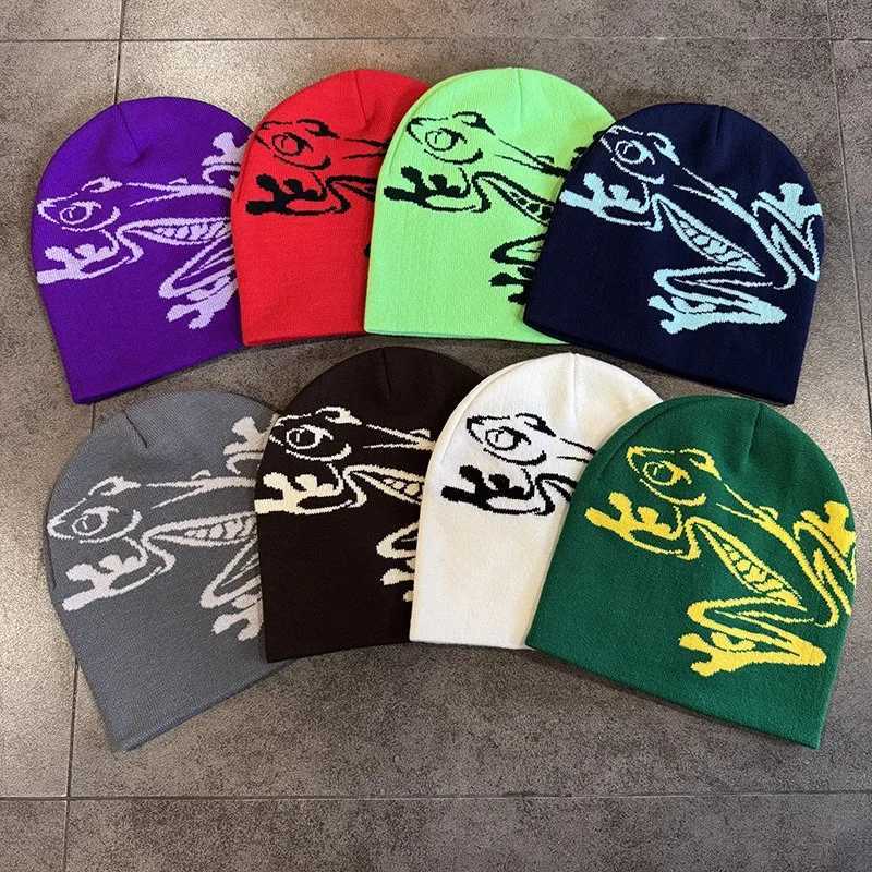 Tree Frog Print Beanie Men Women Stretchy Knit Skull Cap for Outdoor Sports Casual Streetwear Unisex Cuffed Winter HatXJ251023