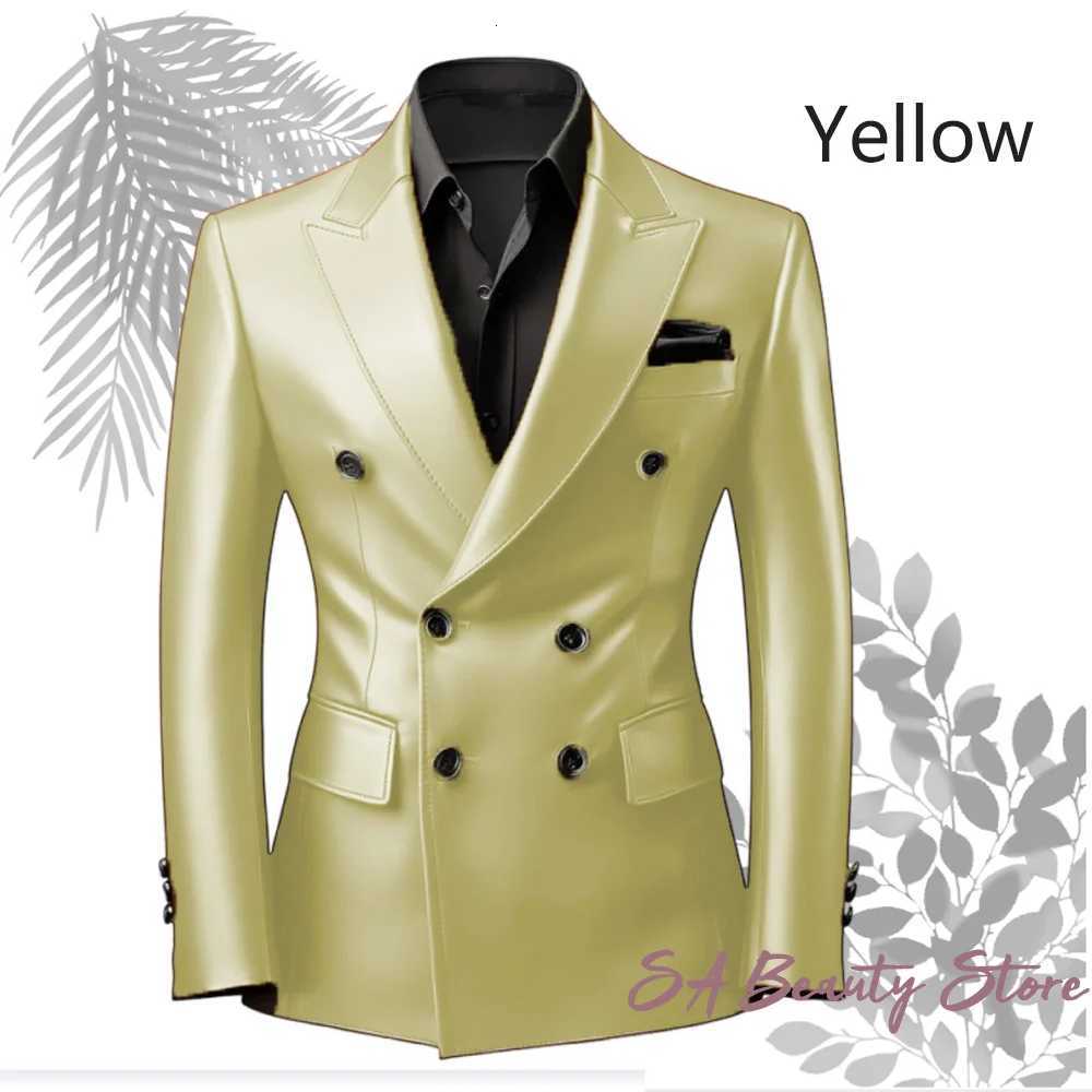 Tailored Fashion Suit Leather Jacket Leather Blazers Brown leather business suit jacket W251023
